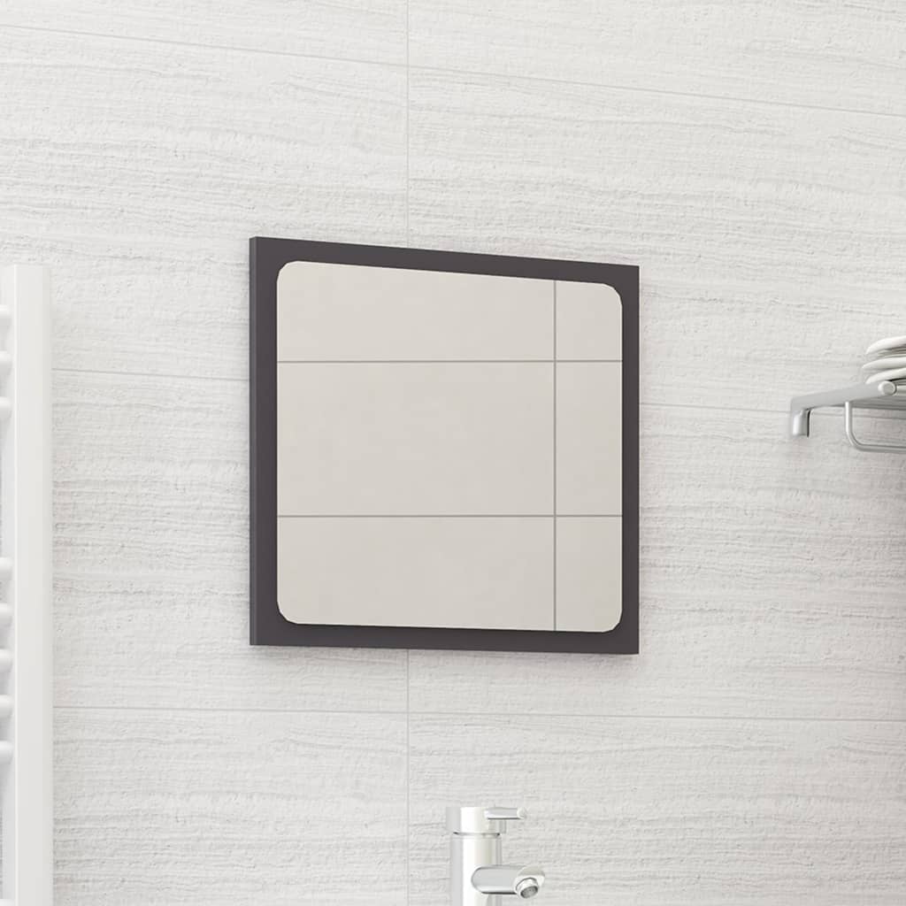vidaXL Miroir de salle de bain Gris brillant 40x1,5x37 cm Aggloméré