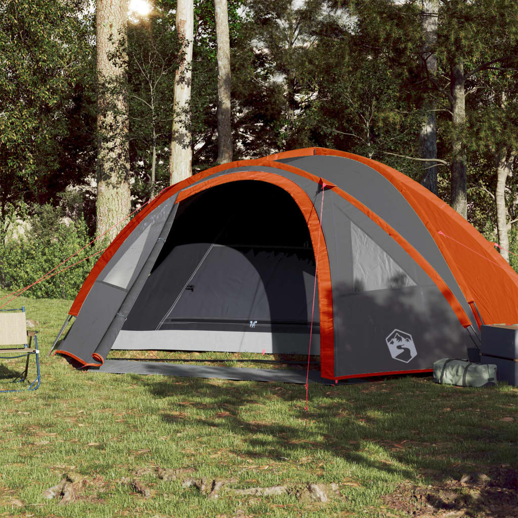 vidaXL Tente de camping à dôme 4 personnes gris et orange imperméable