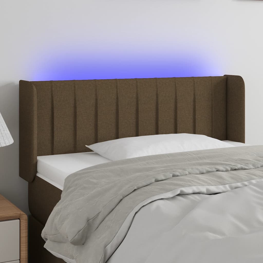 vidaXL Tête de lit à LED Marron foncé 103x16x78/88 cm Tissu