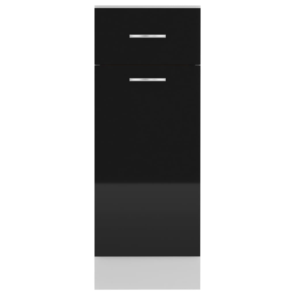 vidaXL Armoire de plancher tiroir Noir brillant 30x46x81,5cm Aggloméré