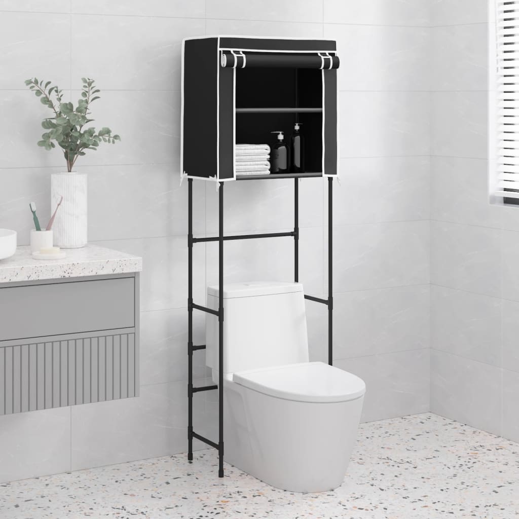 vidaXL Support de rangement 2 niveaux sur toilette Noir 56x30x170 cm