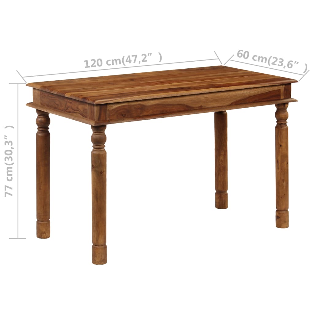 vidaXL Table de salle à manger Bois massif de Sesham 120 x 60 x 77 cm