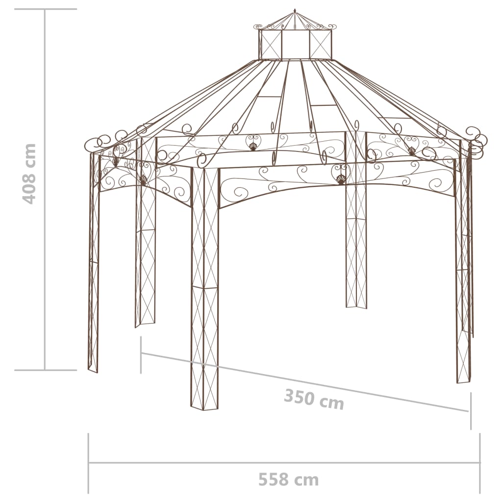 vidaXL Pavillon de jardin Marron antique 558x350x408 cm Fer