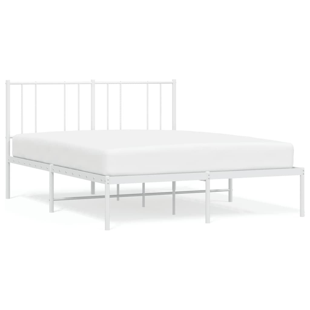 vidaXL Cadre de lit métal avec tête de lit blanc 160x200 cm