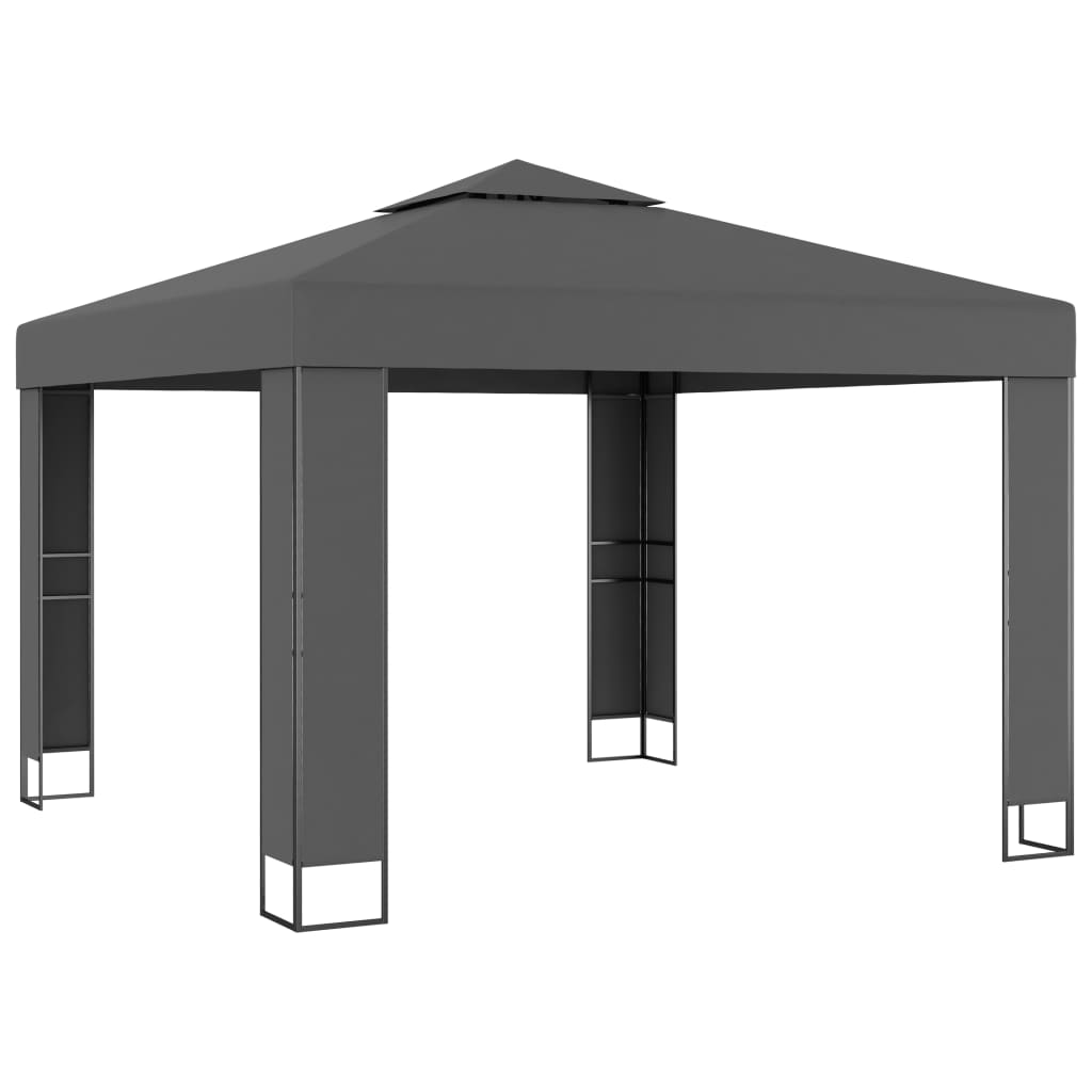 vidaXL Tonnelle avec toit double 3x3 m Anthracite