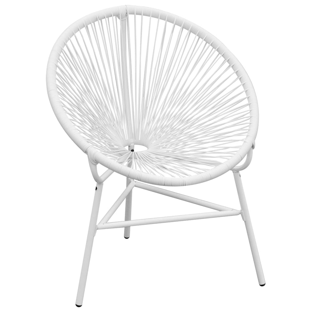 vidaXL Chaise de jardin en corde forme de lune Résine tressée Blanc