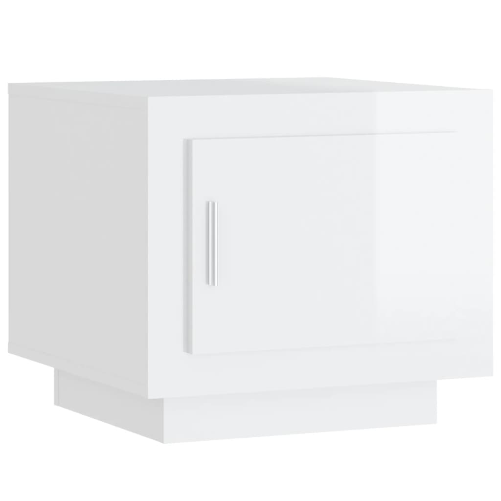 vidaXL Table basse Blanc brillant 51x50x45 cm Bois d'ingénierie