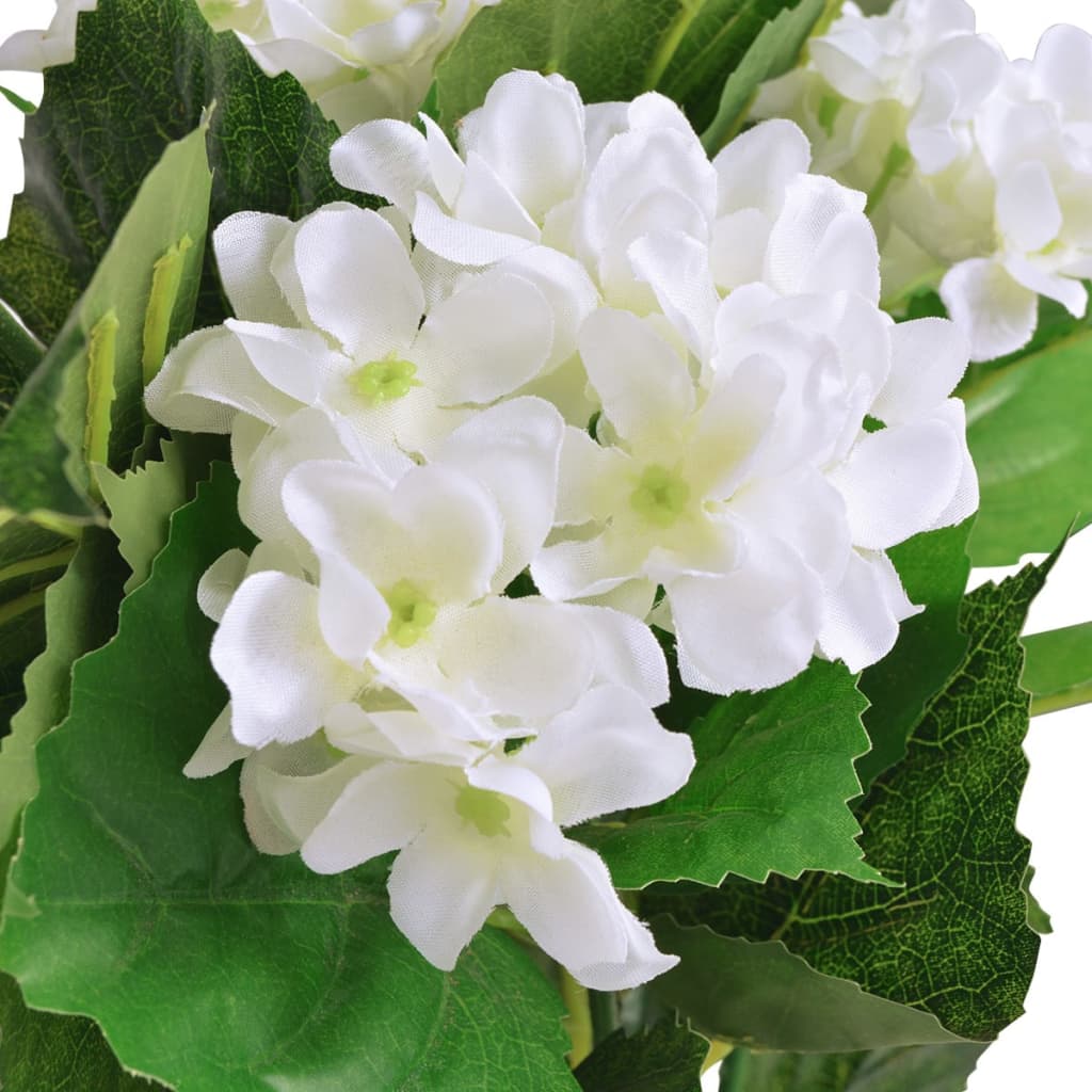 vidaXL Plante hortensia artificielle avec pot 60 cm Blanc