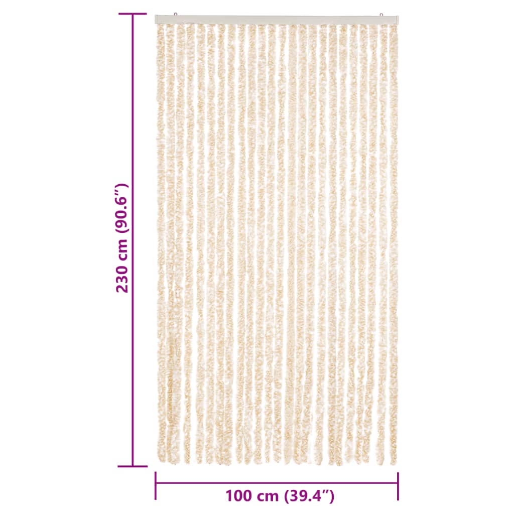 vidaXL Rideau anti-mouches beige et blanc 100x230 cm chenille