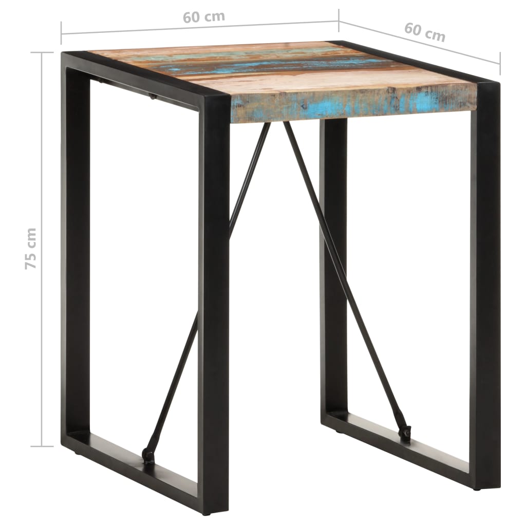 vidaXL Table de salle à manger 60x60x75 cm Bois de récupération solide