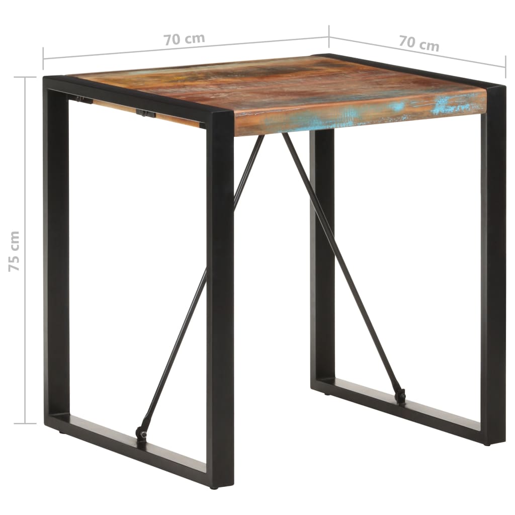 vidaXL Table de salle à manger 70x70x75 cm Bois de récupération solide