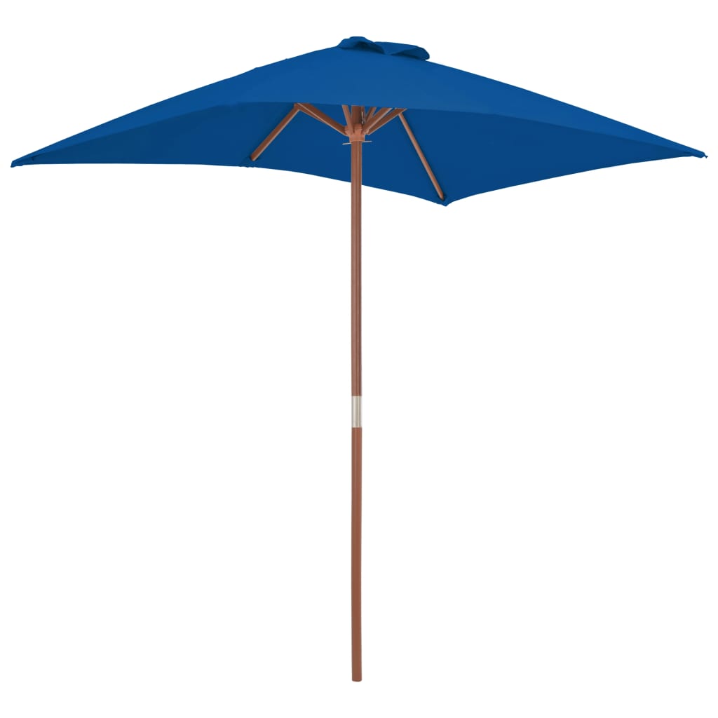 vidaXL Parasol d'extérieur avec mât en bois Bleu 150x200 cm