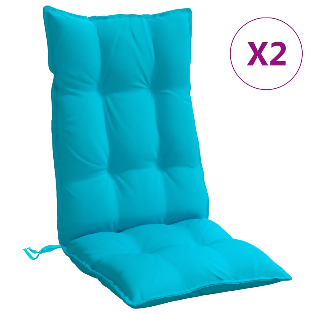 vidaXL Coussins de chaise à dossier haut lot de 2 turquoise