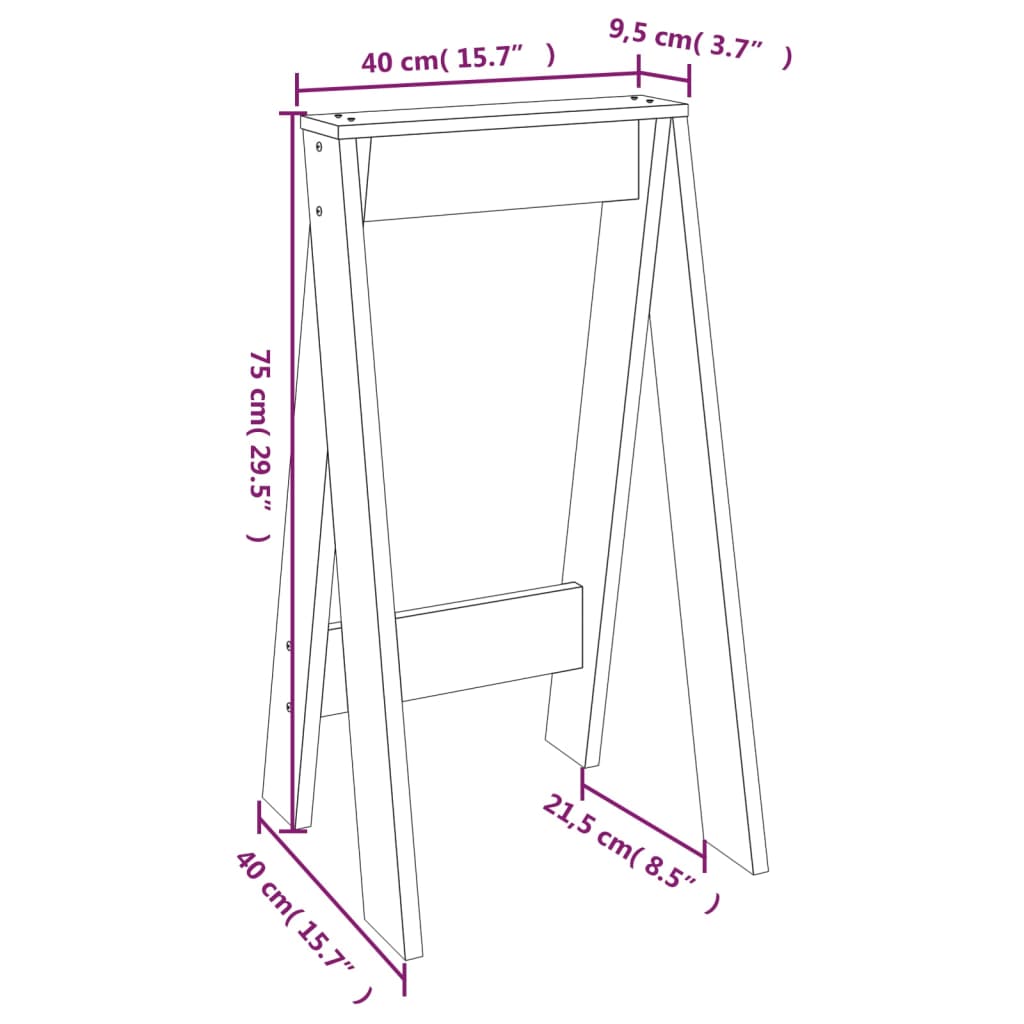 vidaXL Tabourets 2 pcs Gris 40x40x75 cm Bois massif de pin