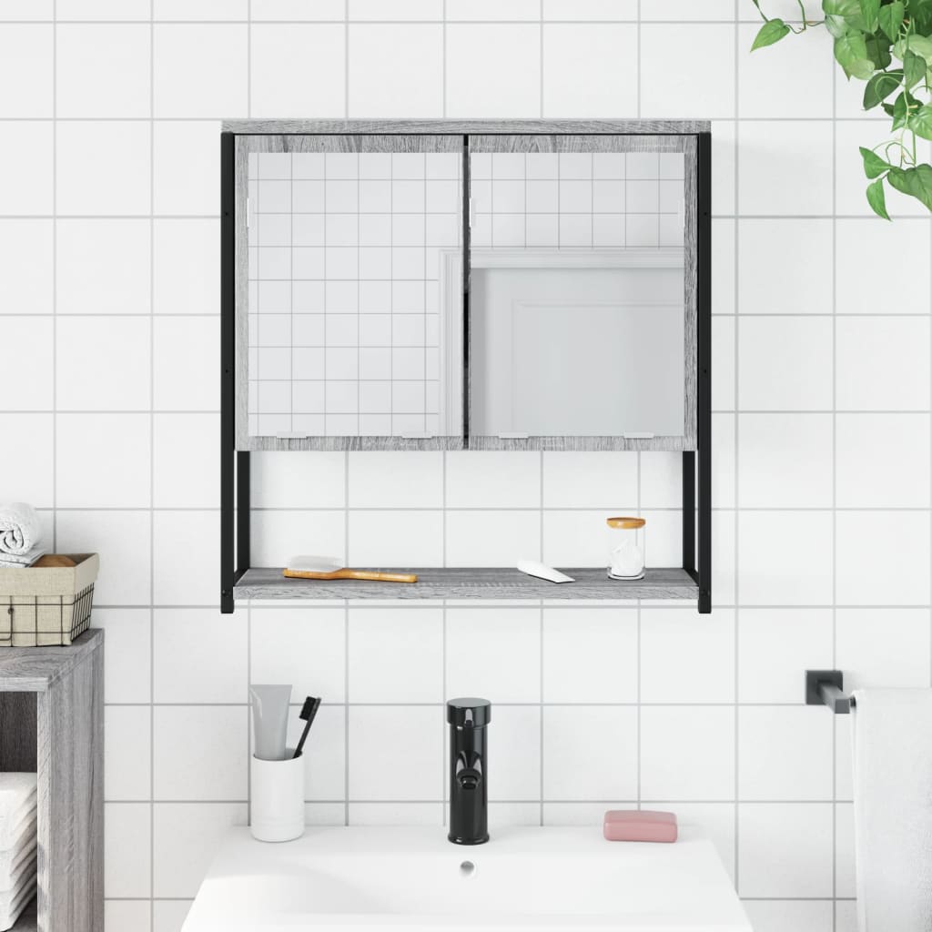 vidaXL Armoire à miroir de salle de bain sonoma gris bois d’ingénierie