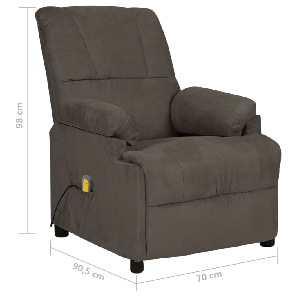 vidaXL Fauteuil de massage Gris foncé Similicuir daim