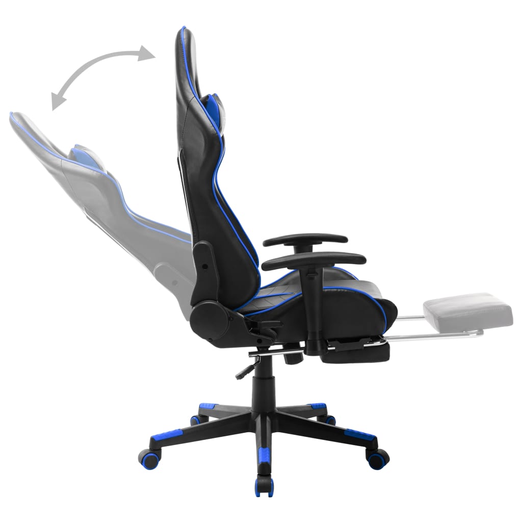 vidaXL Chaise de jeu avec repose-pied Noir et bleu Cuir artificiel