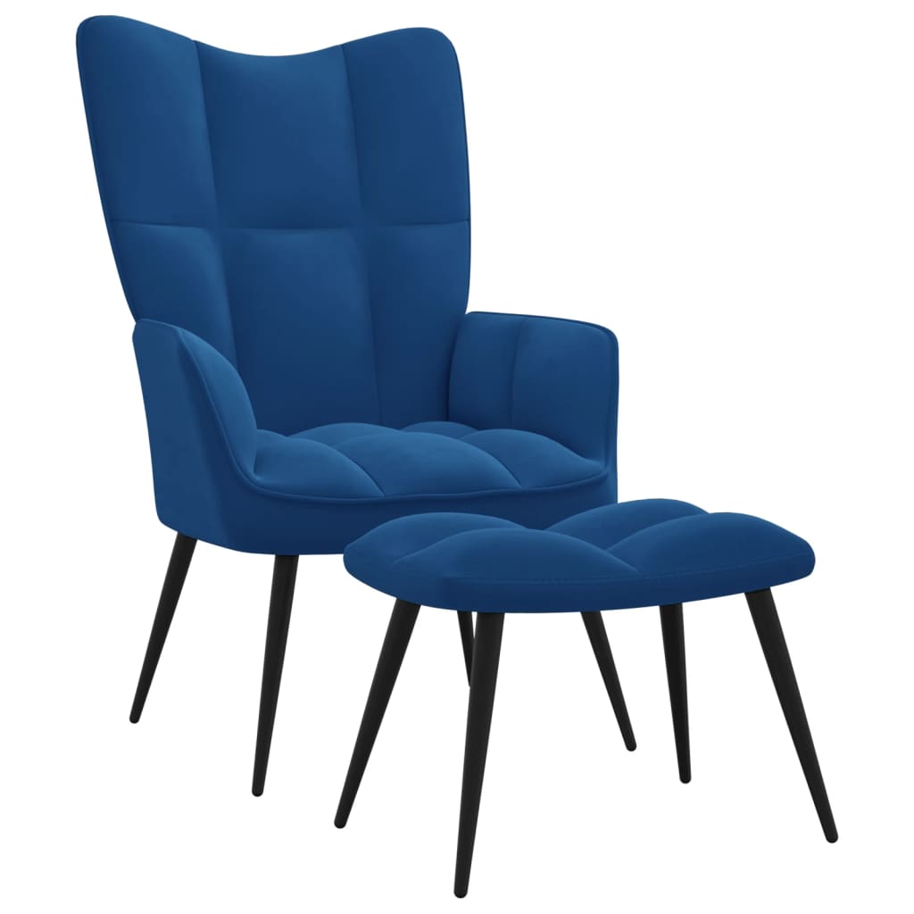 vidaXL Chaise de relaxation avec repose-pied Bleu Velours