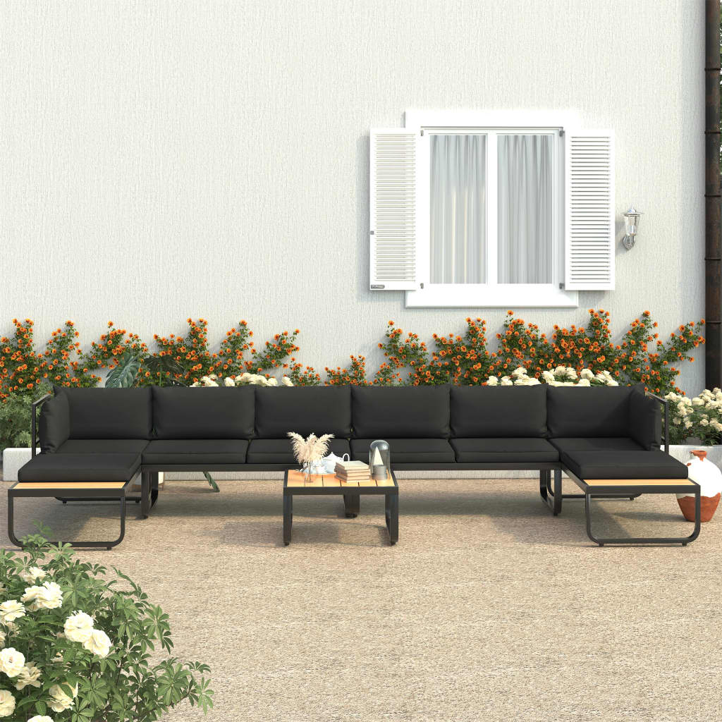 vidaXL Canapé d'angle de jardin à 5 places avec coussins Aluminium WPC