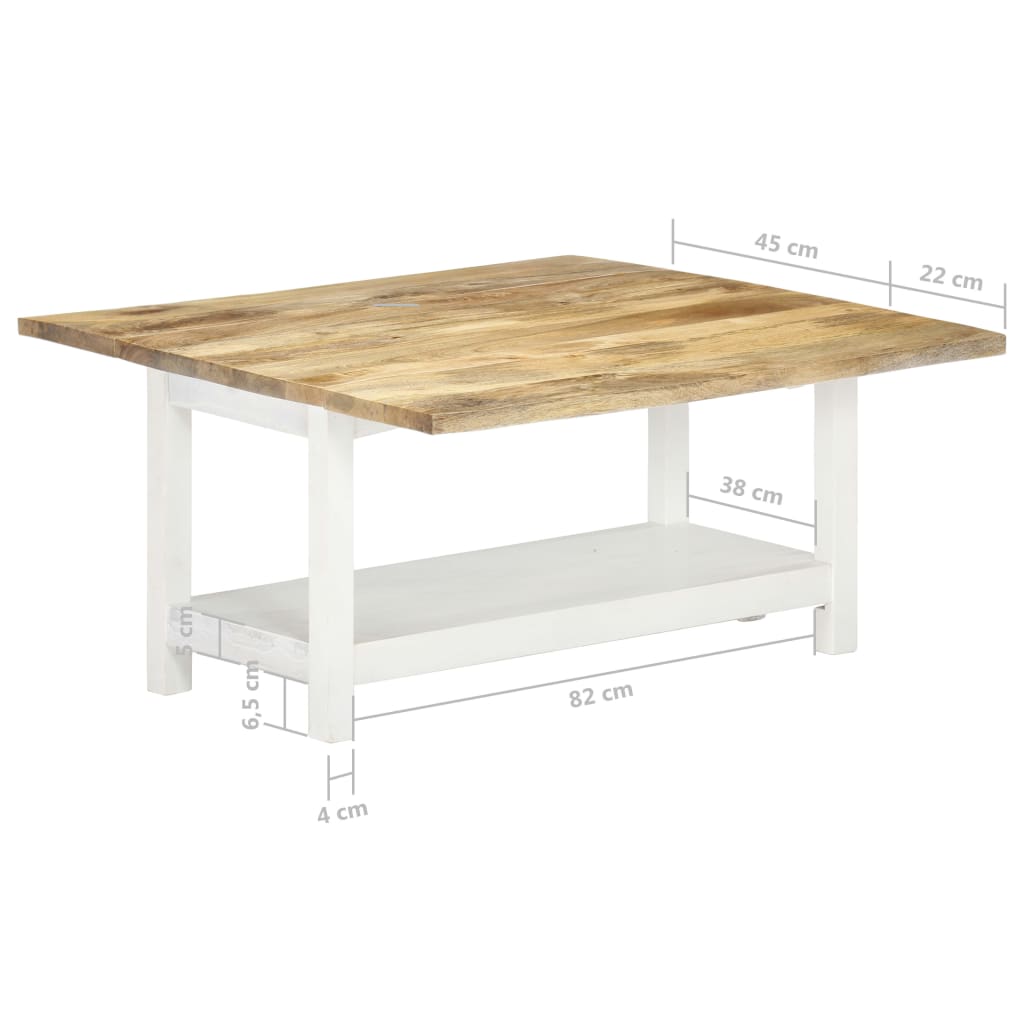 vidaXL Table basse extensible Blanc 90x(45-90)x45 cm Bois de manguier