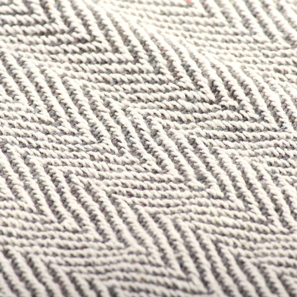 vidaXL Couverture coton à chevrons 125x150 cm Gris