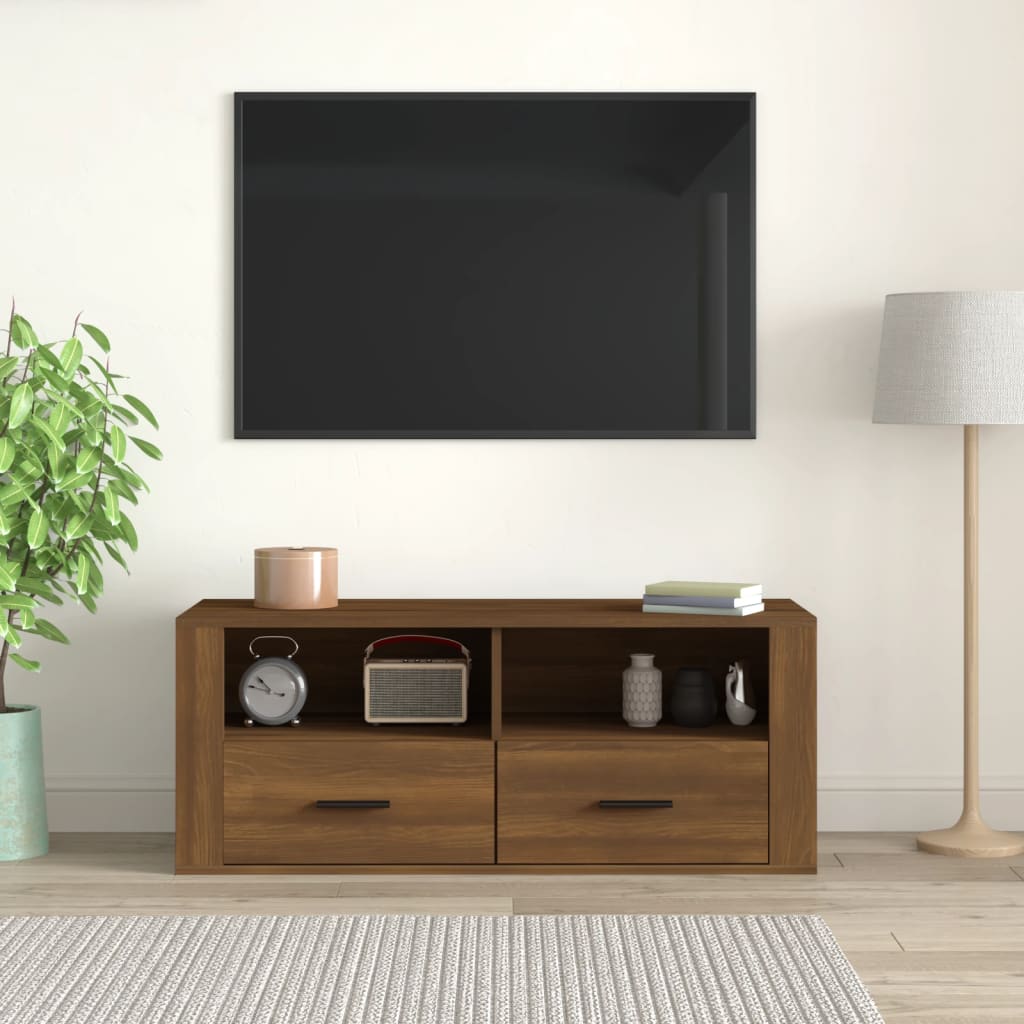 vidaXL Meuble TV Chêne marron 100x35x40 cm Bois d'ingénierie