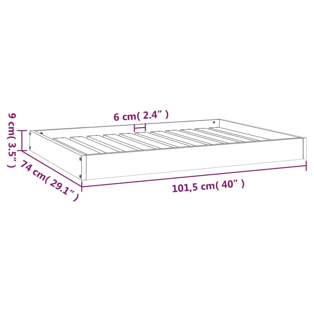 vidaXL Lit pour chien 101,5x74x9 cm Bois de pin solide