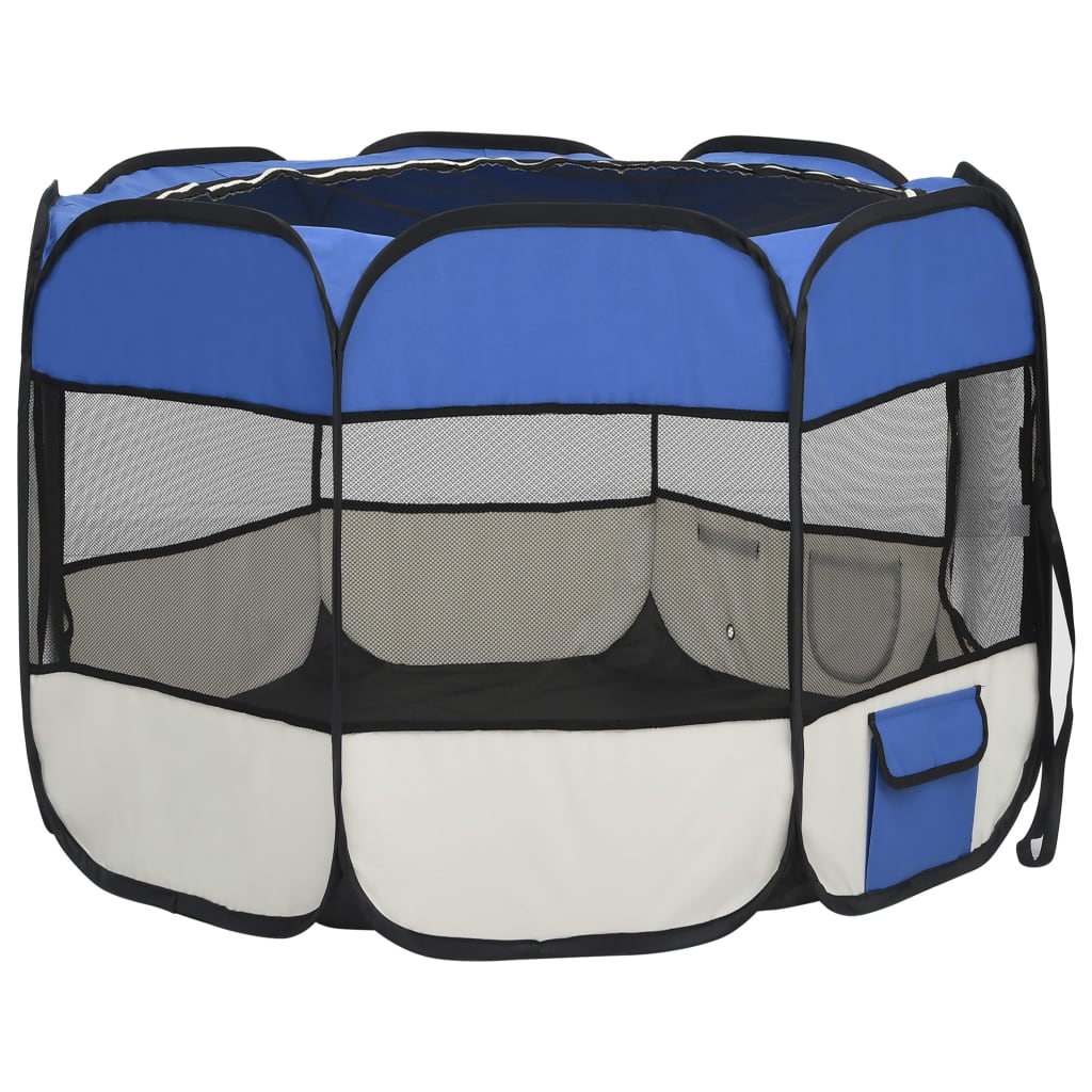 vidaXL Parc pour chiens pliable avec sac de transport Bleu 90x90x58 cm