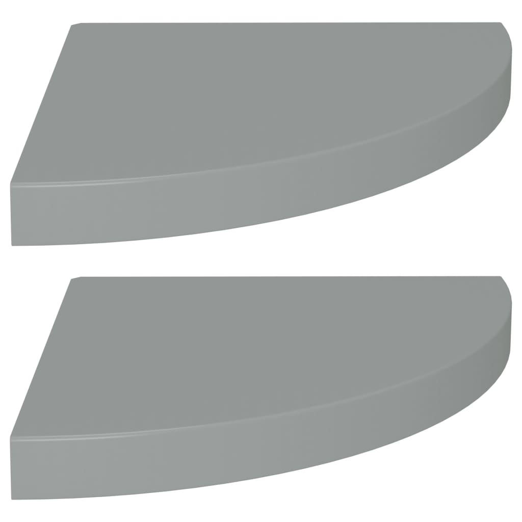 vidaXL Étagères d'angle flottantes 2 pcs gris 35x35x3,8 cm MDF
