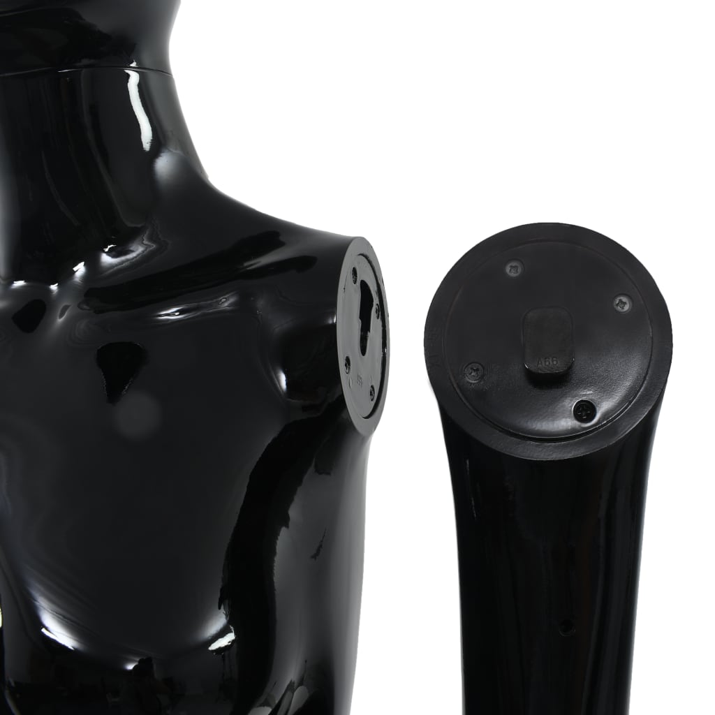 vidaXL Mannequin femme corps complet base verre Noir brillant 175 cm
