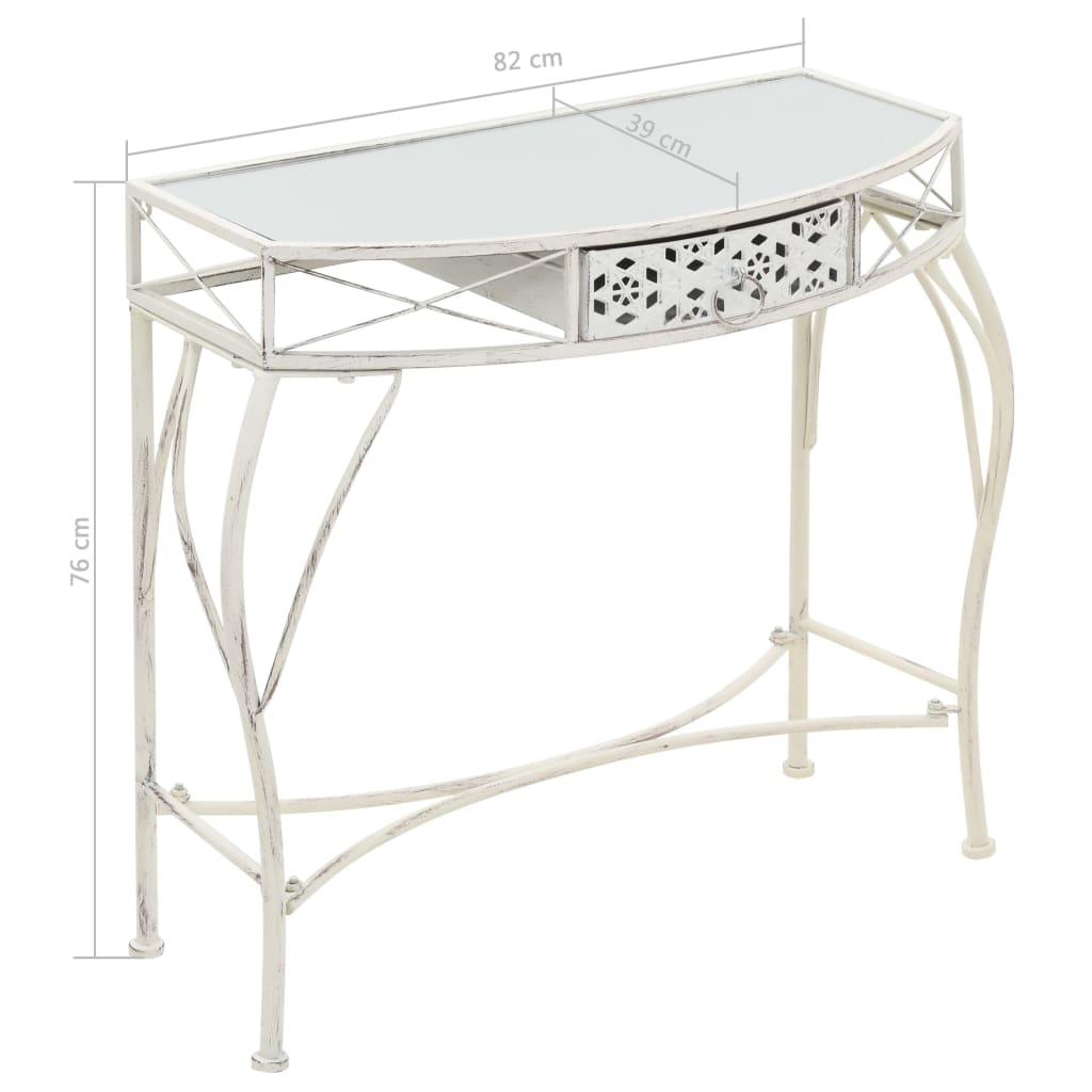 vidaXL Table d'appoint Style français Métal 82 x 39 x 76 cm Blanc