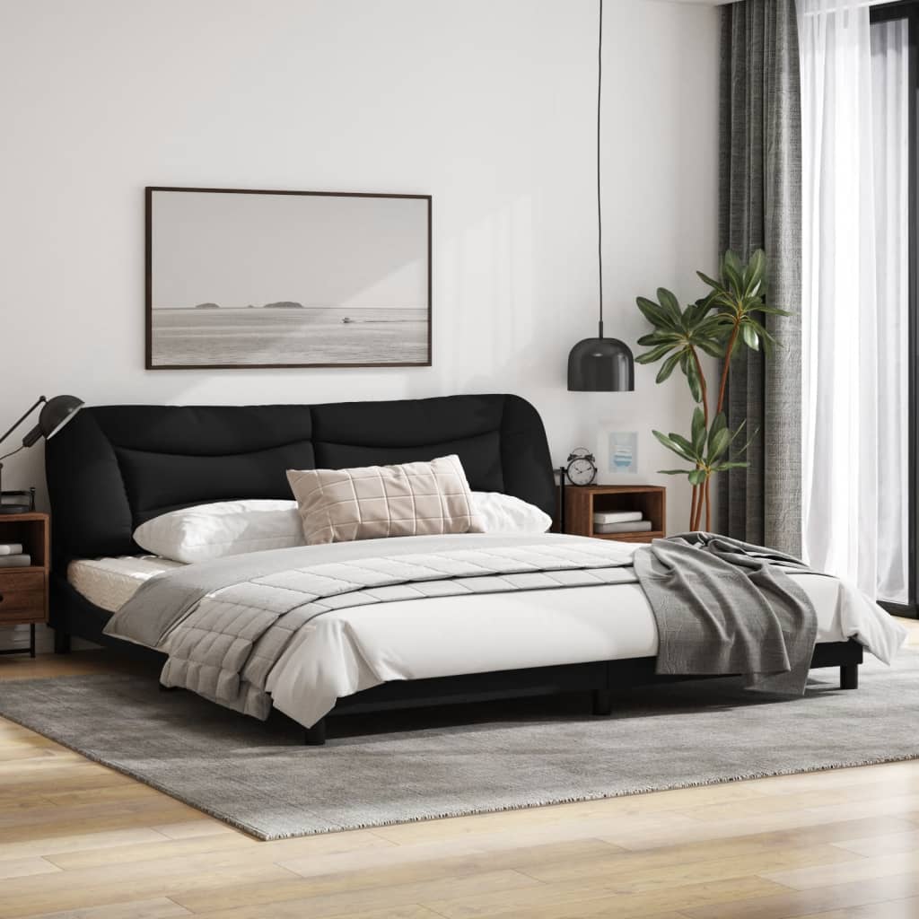 vidaXL Cadre de lit avec tête de lit Noir 200x200 cm Tissu