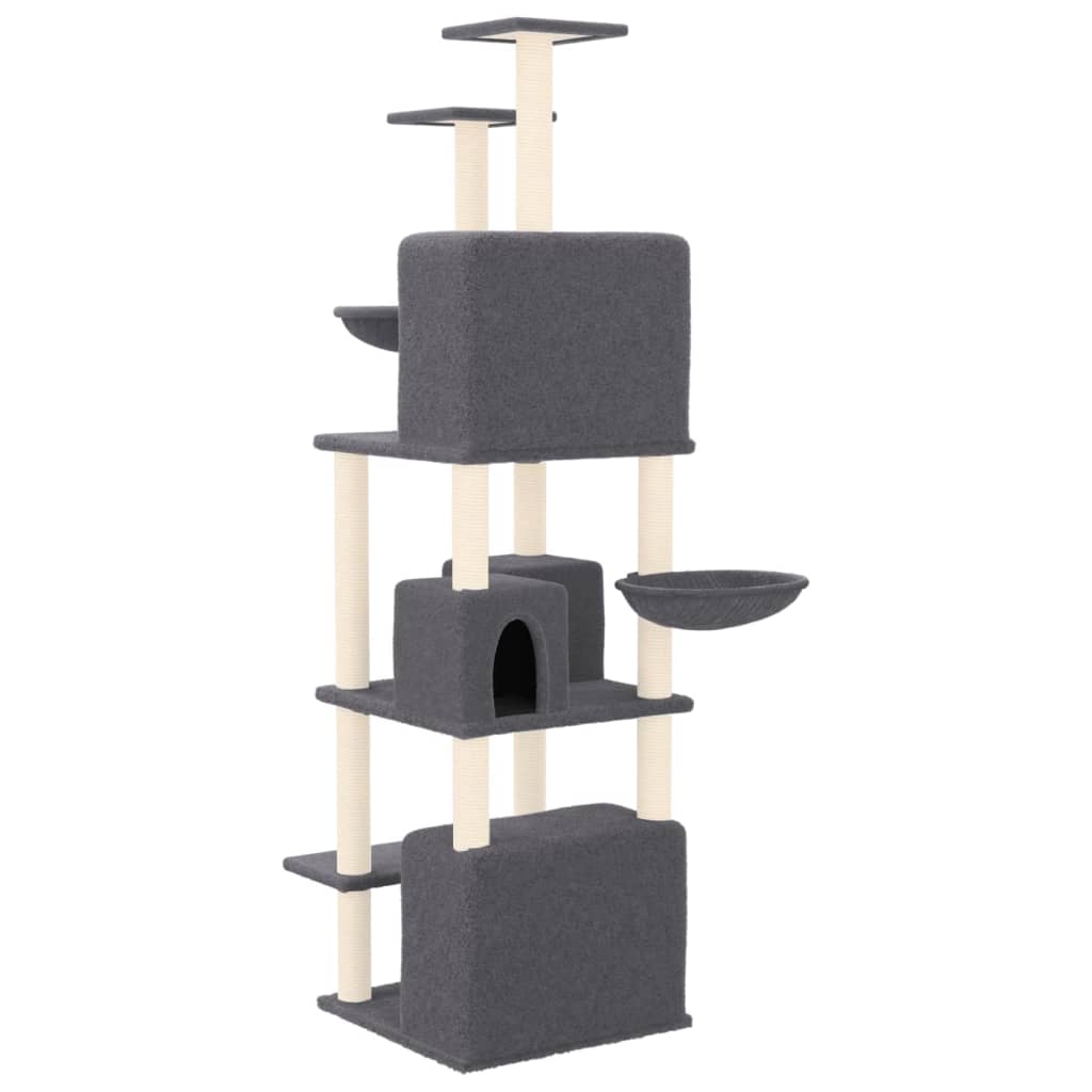 vidaXL Arbre à chat avec griffoirs en sisal Gris foncé 180 cm