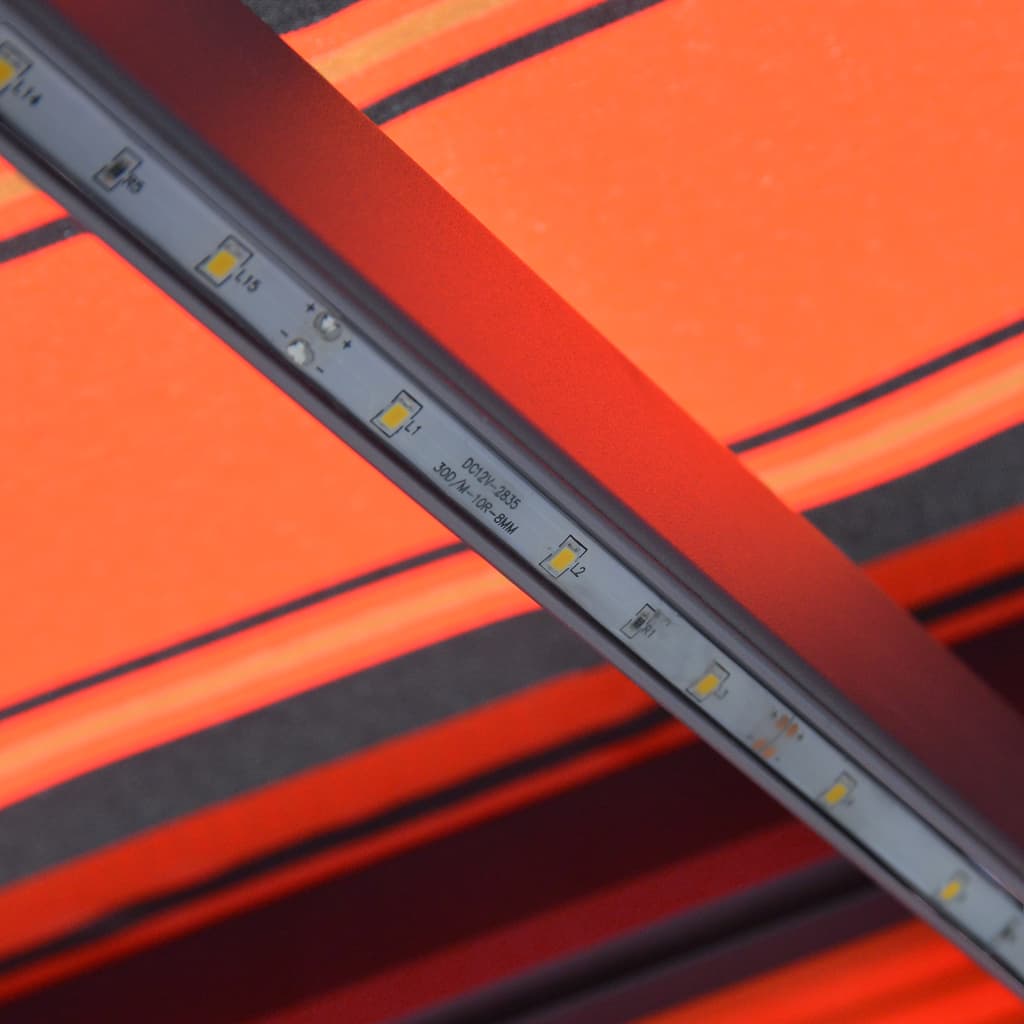 vidaXL Auvent manuel rétractable avec LED 300x250 cm Orange et marron
