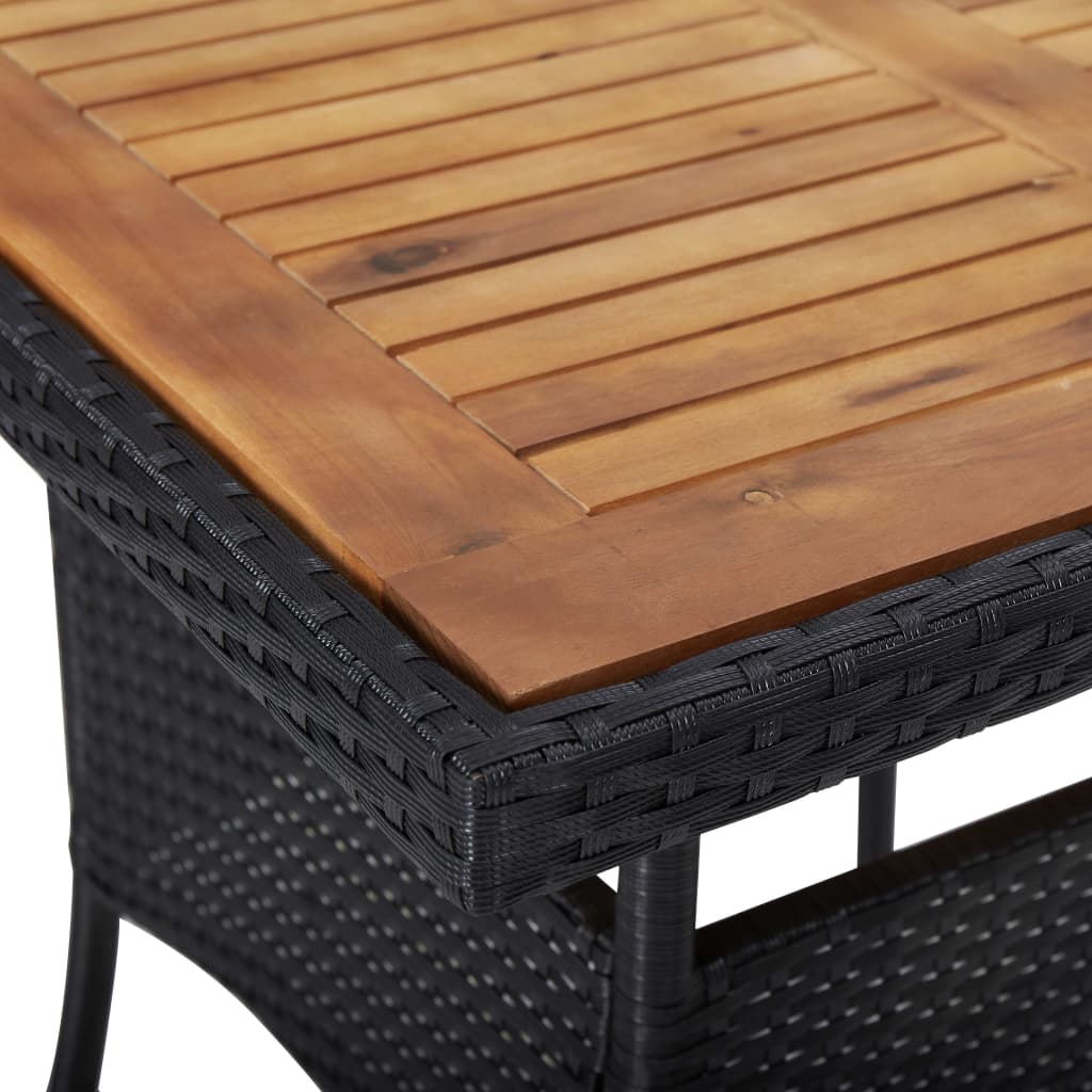 vidaXL Table d'extérieur Noir Résine tressée et bois d'acacia solide