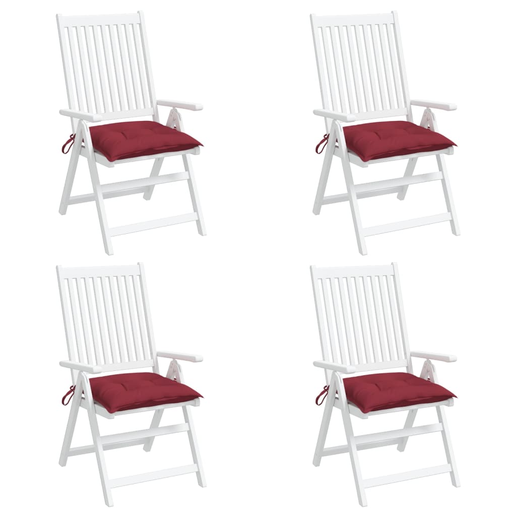 vidaXL Coussins de chaise lot de 4 rouge bordeaux 40x40x7 cm