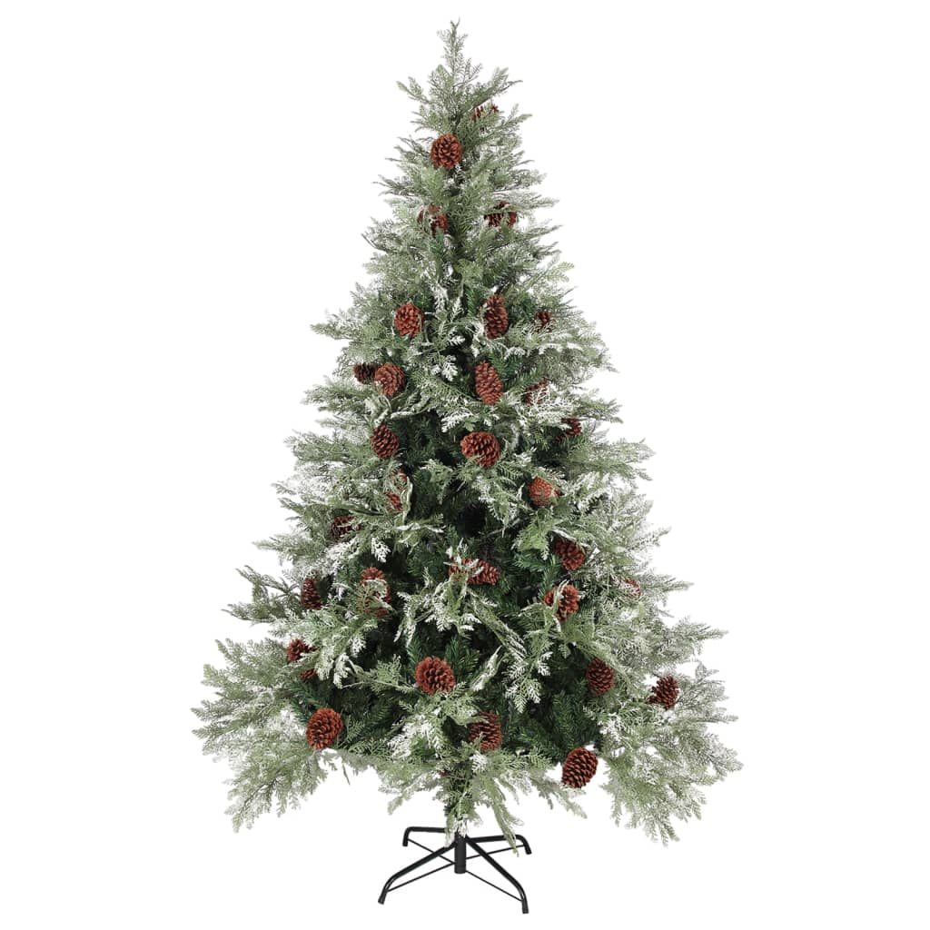 vidaXL Sapin de Noël avec pommes de pin Vert et blanc 120 cm PVC et PE