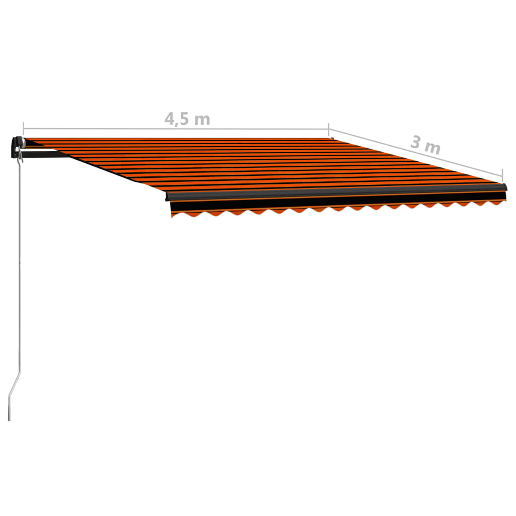 vidaXL Auvent manuel rétractable 450x300 cm Orange et marron