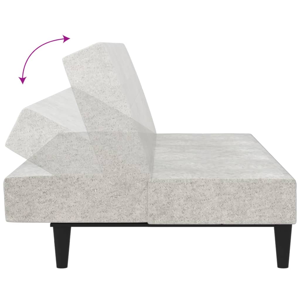 vidaXL Canapé-lit à 2 places avec tabouret Gris clair Tissu microfibre