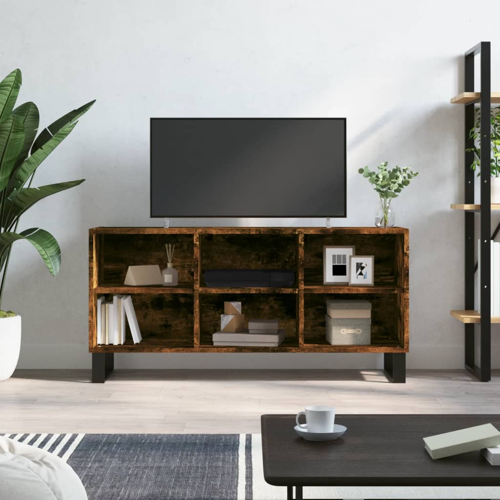 vidaXL Meuble TV chêne fumé 103,5x30x50 cm bois d'ingénierie