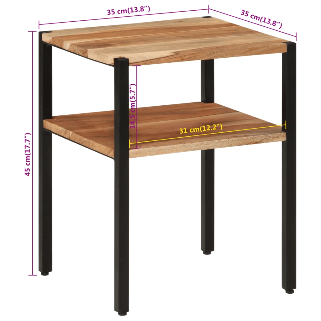 vidaXL Table d’appoint 35x35x45 cm bois massif d'acacia et fer