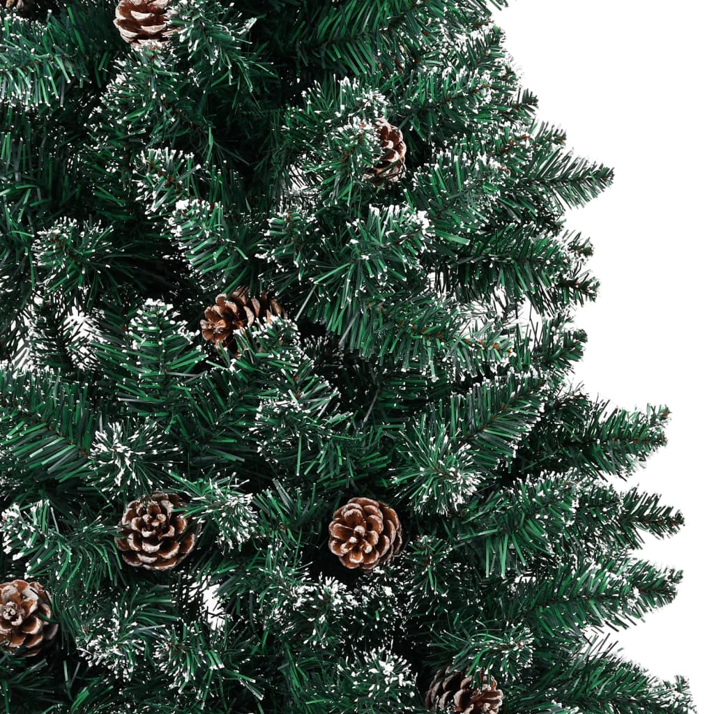 vidaXL Sapin de Noël mince pré-éclairé et boules vert 150 cm