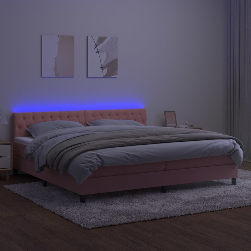 vidaXL Sommier à lattes de lit avec matelas et LED Rose 200x200 cm