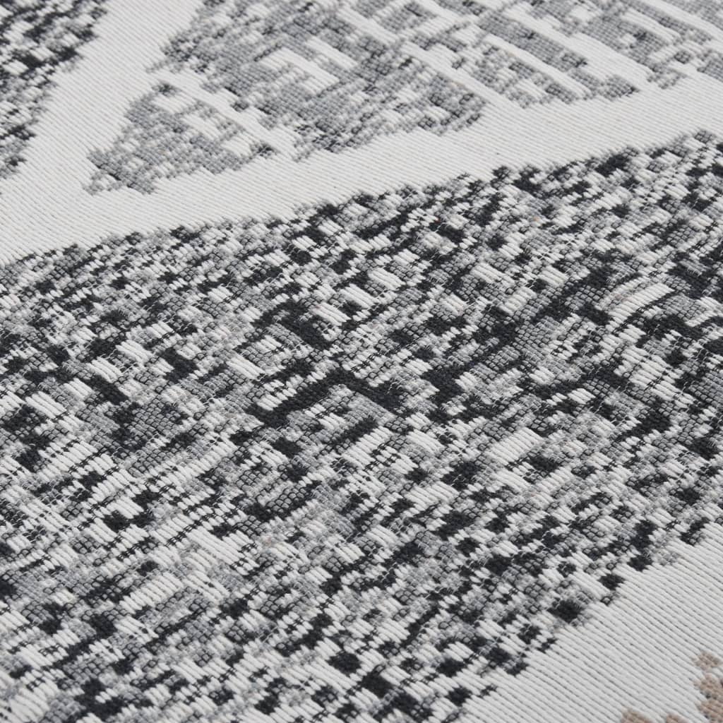 vidaXL Tapis Noir et gris 100x200 cm Coton