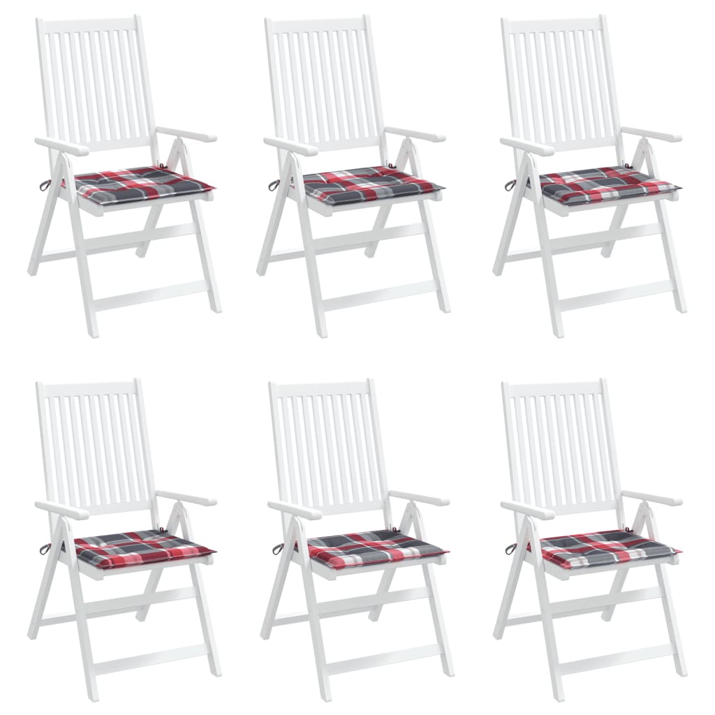 vidaXL Coussins de chaise de jardin lot de 6 carreaux rouges 40x40x3cm