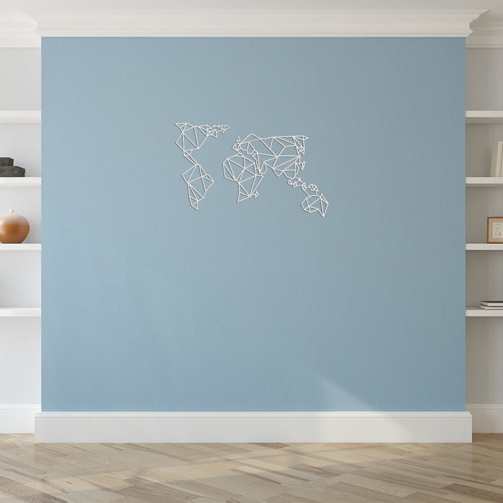 Homemania Décoration murale Carte du monde 100x58 cm Acier Blanc