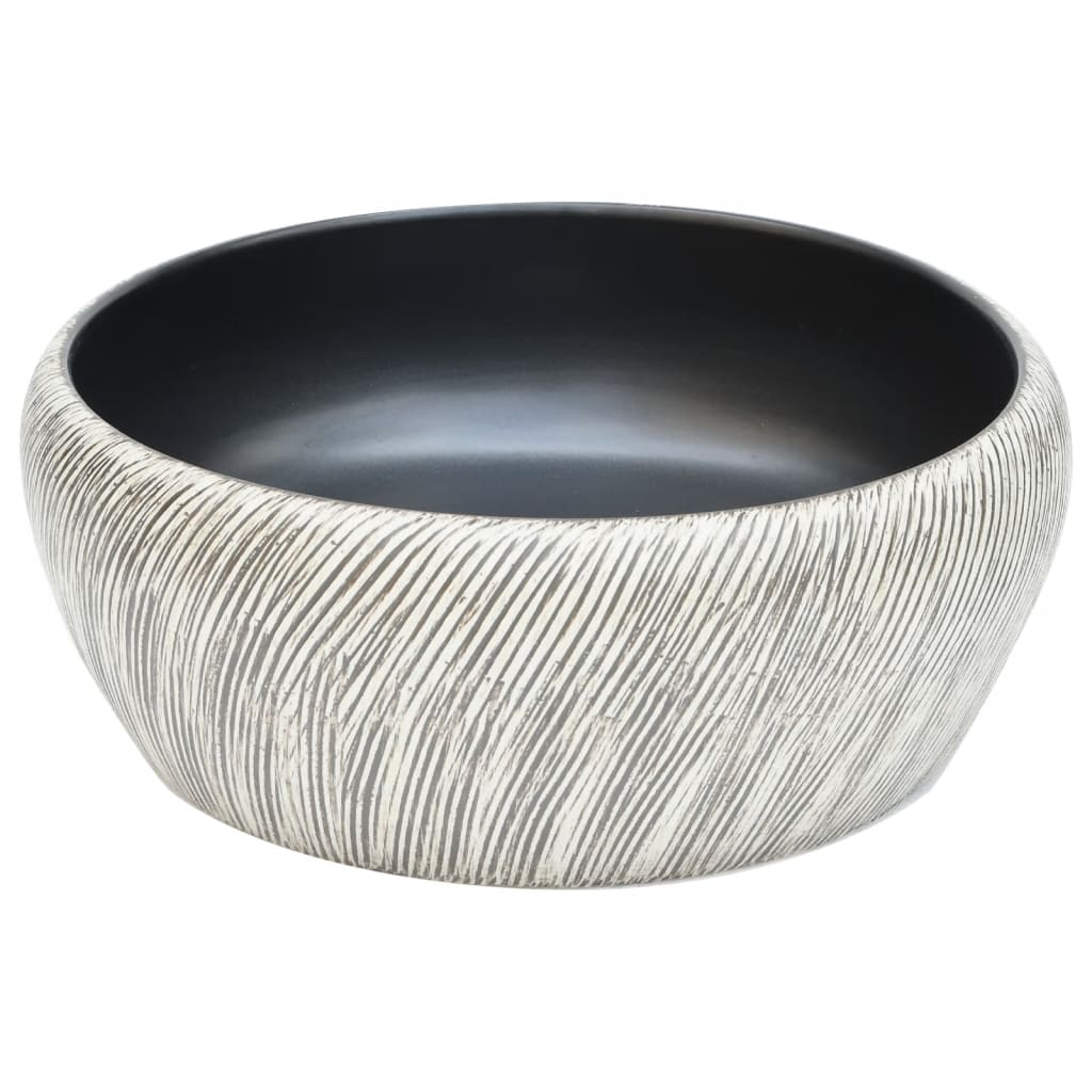 vidaXL Vasque à poser noir et gris rond Φ41x14 cm céramique