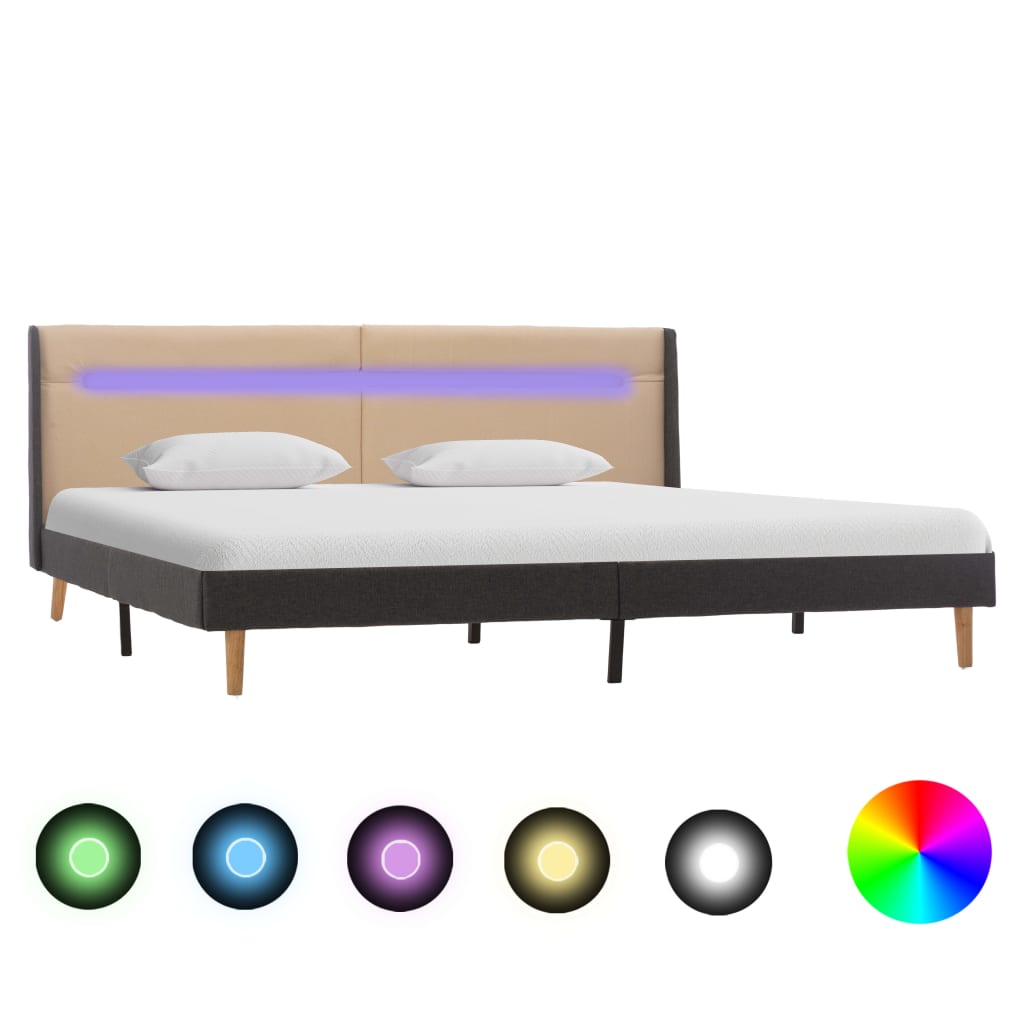 vidaXL Cadre de lit avec LED Crème Tissu 160x200 cm