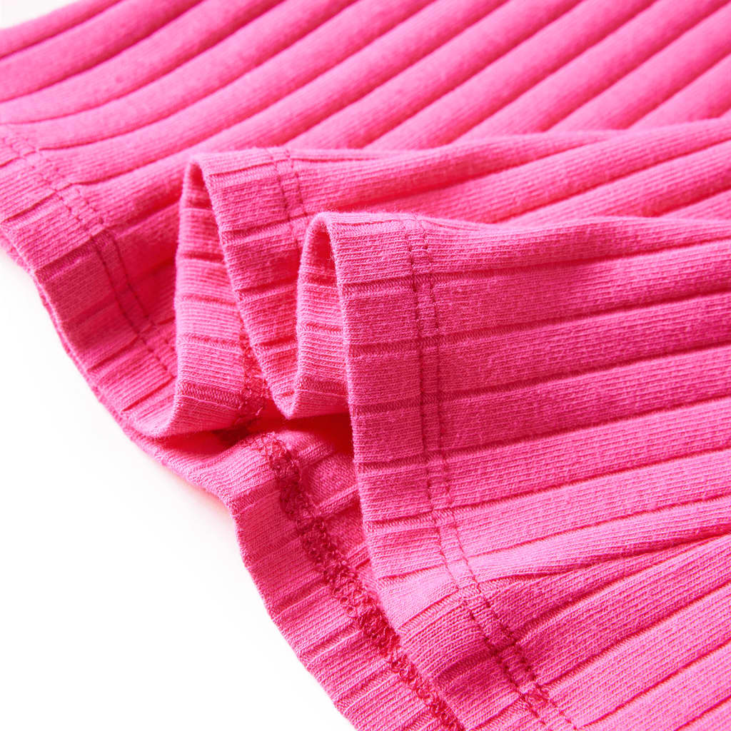 T-shirt enfants à manches longues tricot côtelé rose vif 92