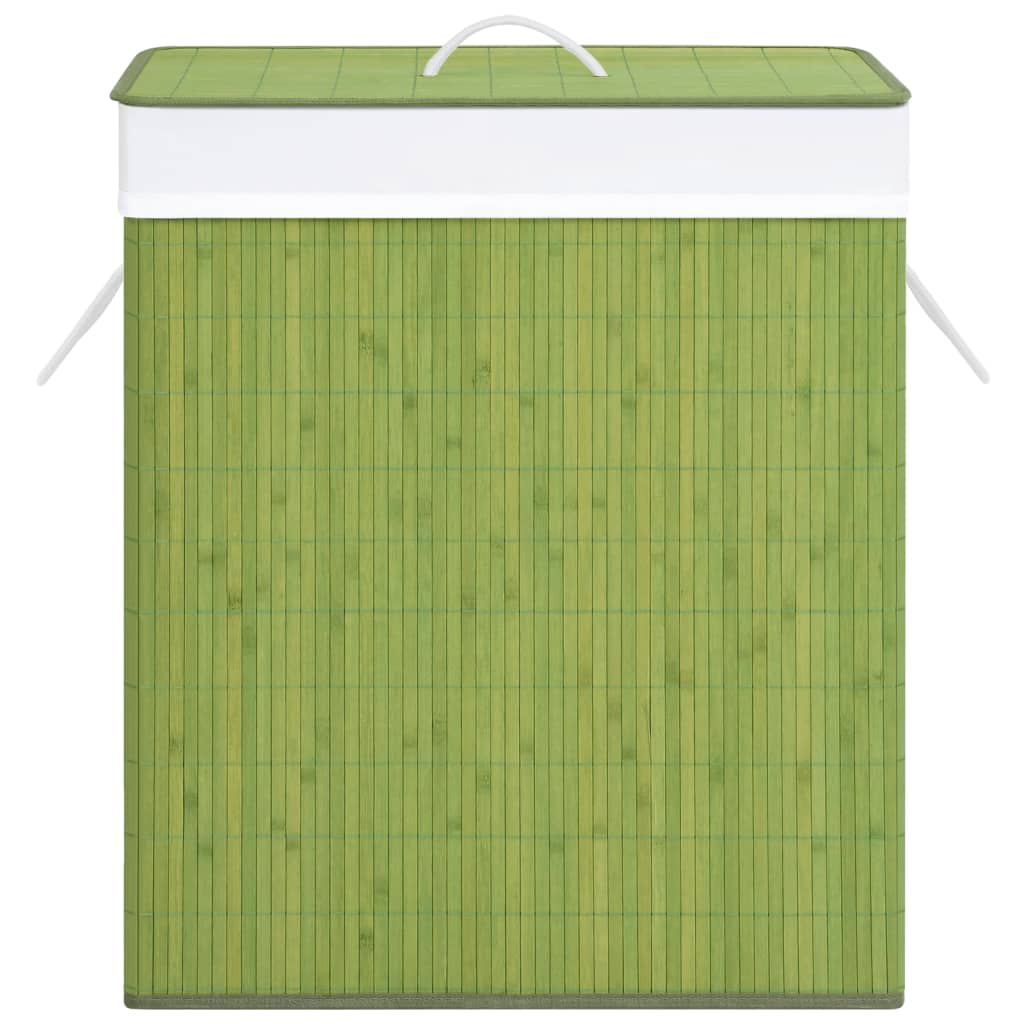vidaXL Panier à linge avec 2 sections bambou vert 100 L
